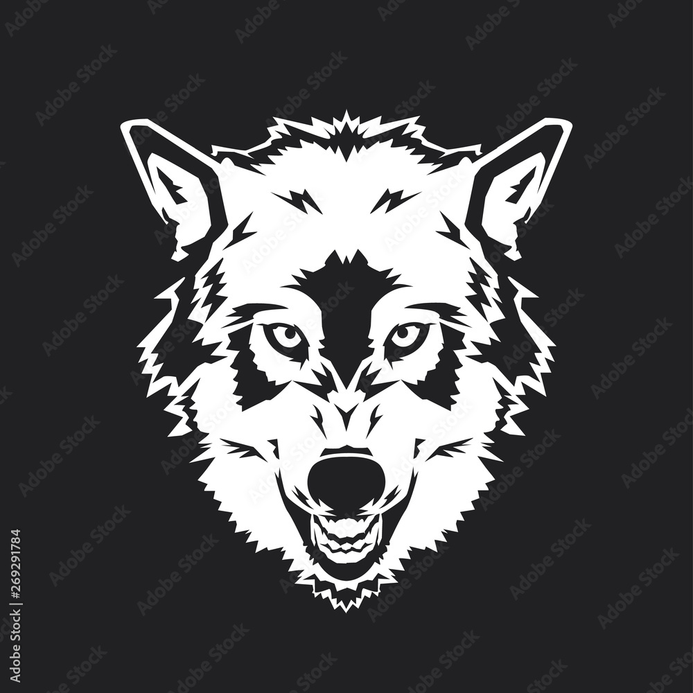 Wolf head on the black background Wolf head on the black background