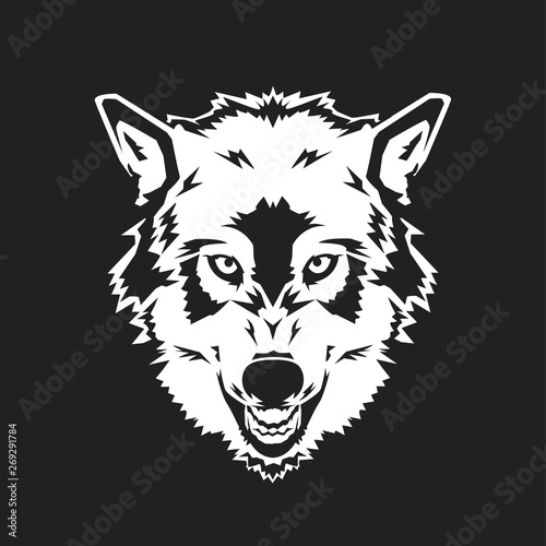 Wolf head on the black background