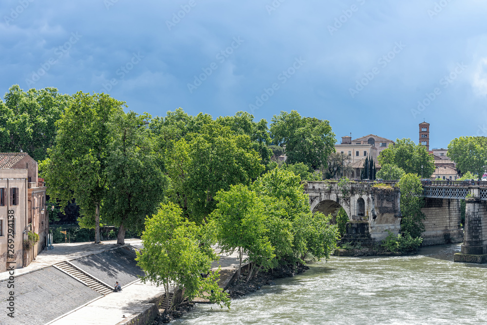 Tiber island - Tevere river - Rome - Italy