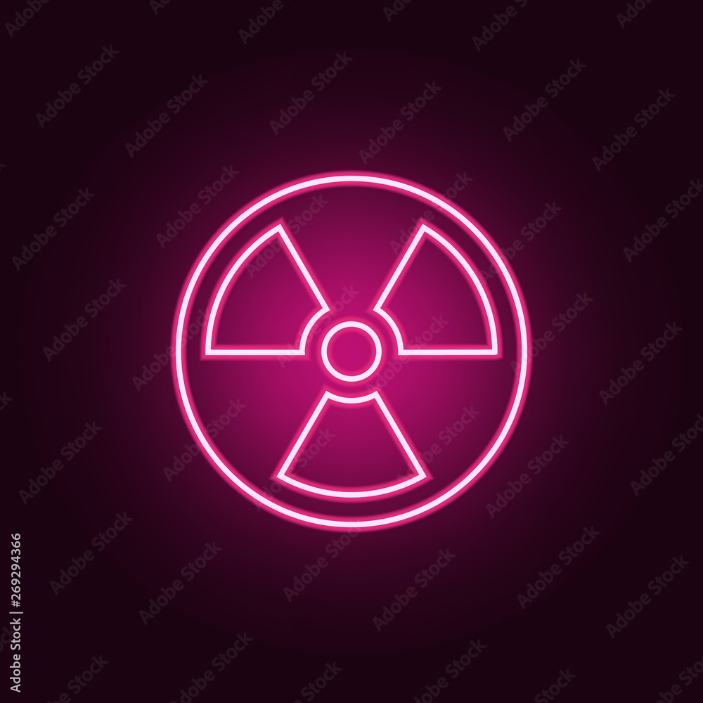 Radiation neon icon. Elements of Sciense set. Simple icon for websites, web design, mobile app, info graphics Radiation neon icon. Elements of Sciense set. Simple icon for websites, web design, mobile app, info graphics