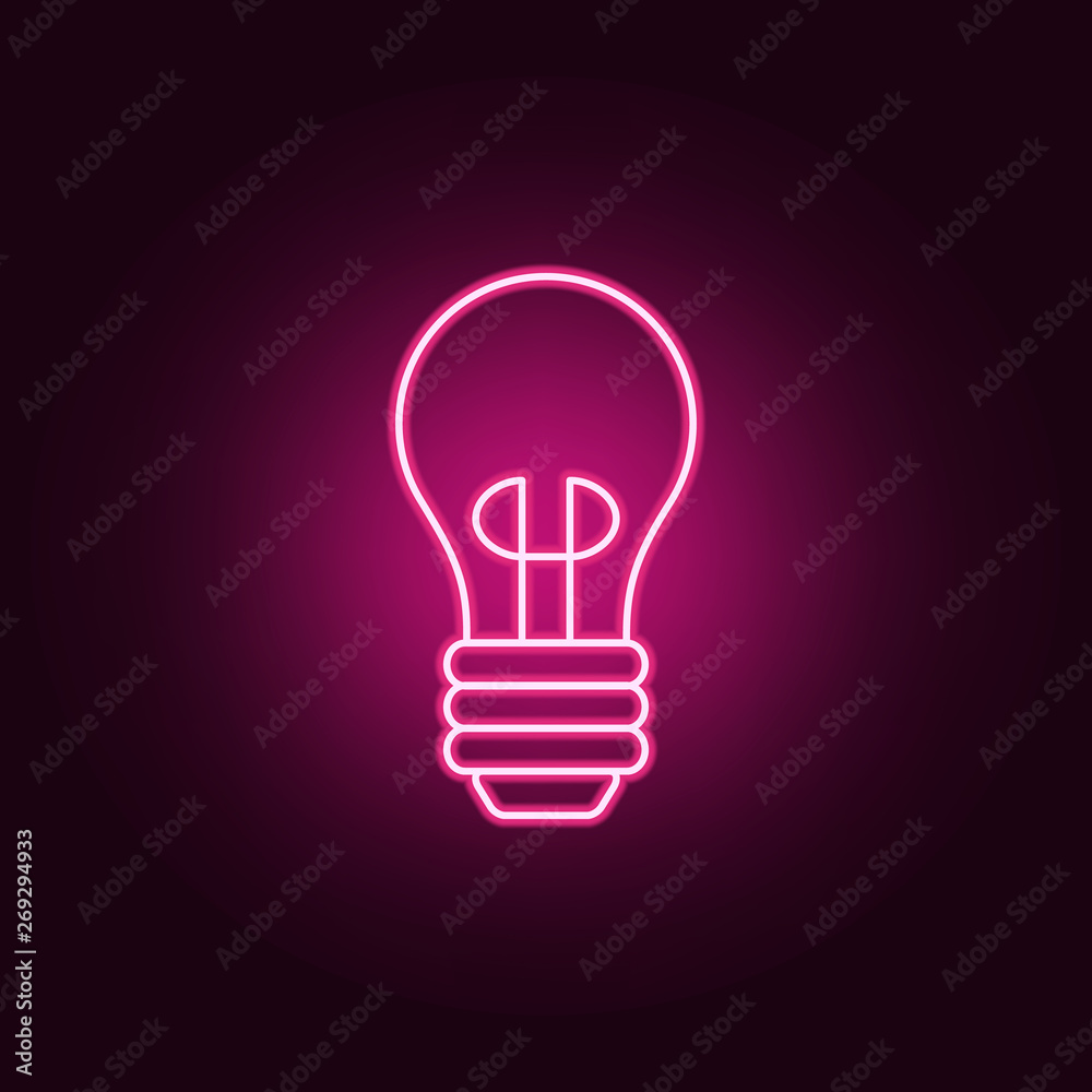 lightbulb neon icon. Elements of Sciense set. Simple icon for websites, web design, mobile app, info graphics lightbulb neon icon. Elements of Sciense set. Simple icon for websites, web design, mobile app, info graphics