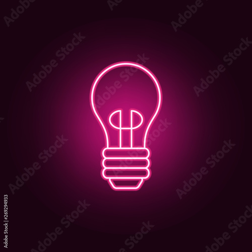 lightbulb neon icon. Elements of Sciense set. Simple icon for websites, web design, mobile app, info graphics