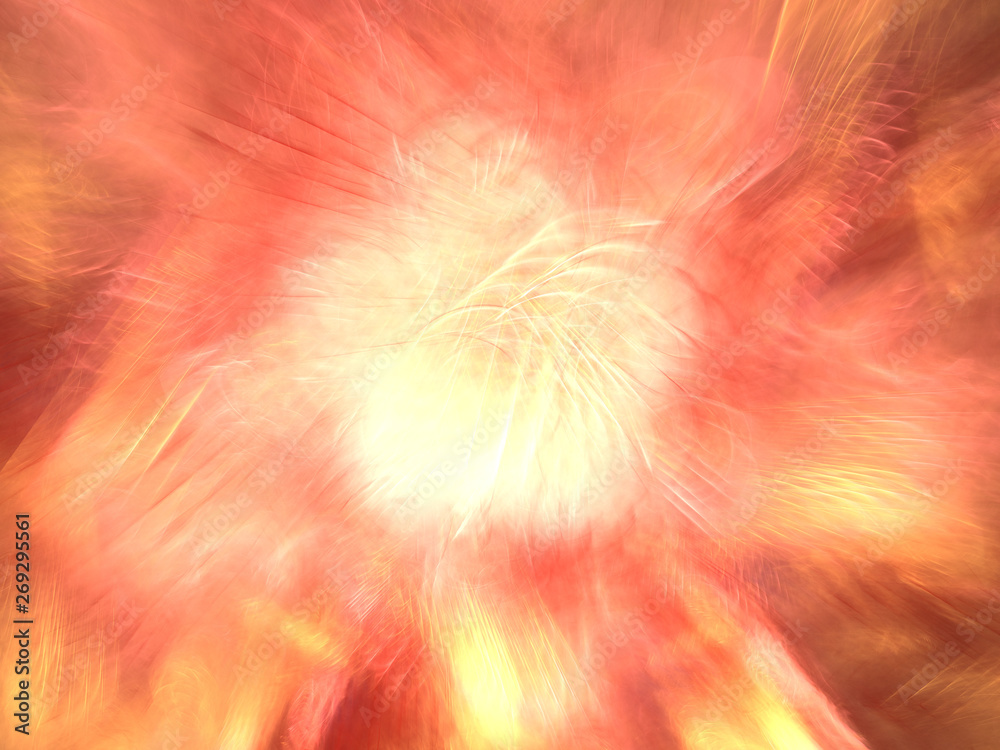 Abstract Red Illustration - Soft Iridescent Colorful Cloud of Brilliant Energy, Glowing Plasma. Smoke, Energy Discharge, Digital Flames, Artistic Design