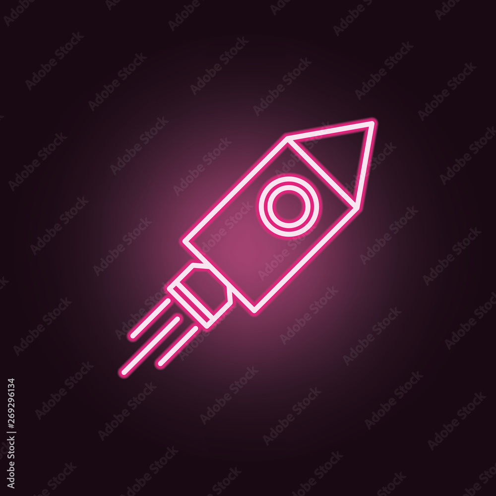 Rocket neon icon. Elements of Space set. Simple icon for websites, web design, mobile app, info graphics Rocket neon icon. Elements of Space set. Simple icon for websites, web design, mobile app, info graphics