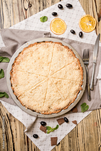 pie on table