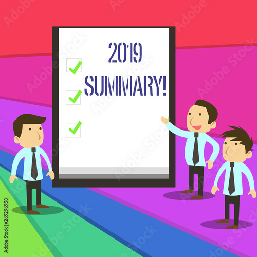 Word writing text 2019 Summary. Business photo showcasing summarizing past year events main actions or good shows