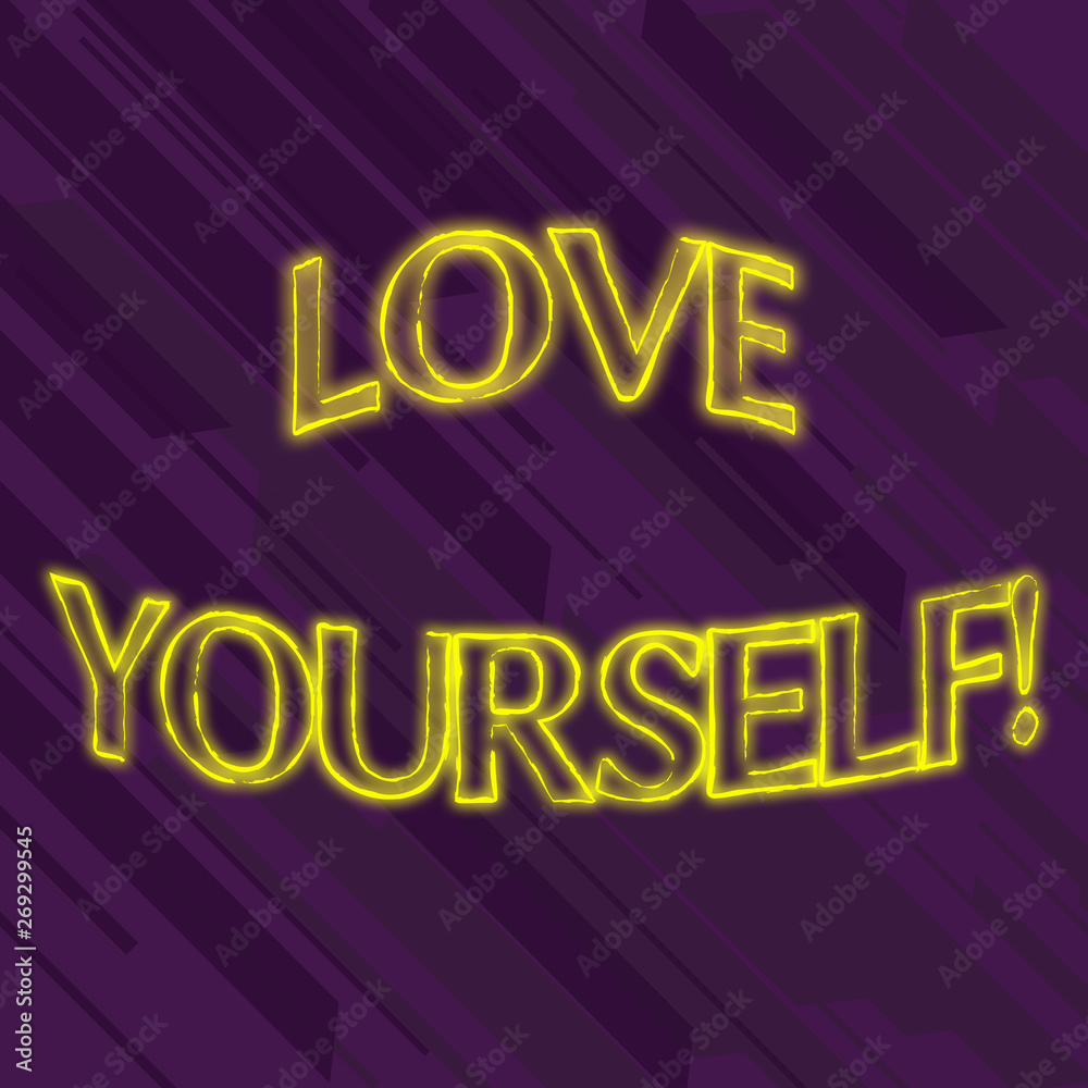 Writing note showing Love Yourself. Business concept for have selfrespect and the unconditional selfacceptance Seamless Diagonal Violet Stripe Paint Slanting Line Repeat Pattern