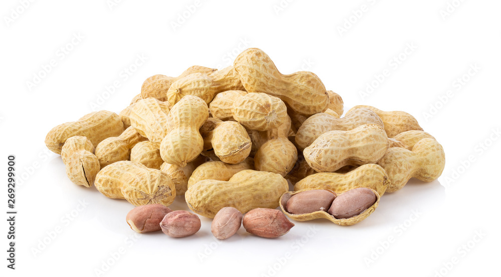 Peanuts isolated on white background. full depth of field Peanuts isolated on white background. full depth of field