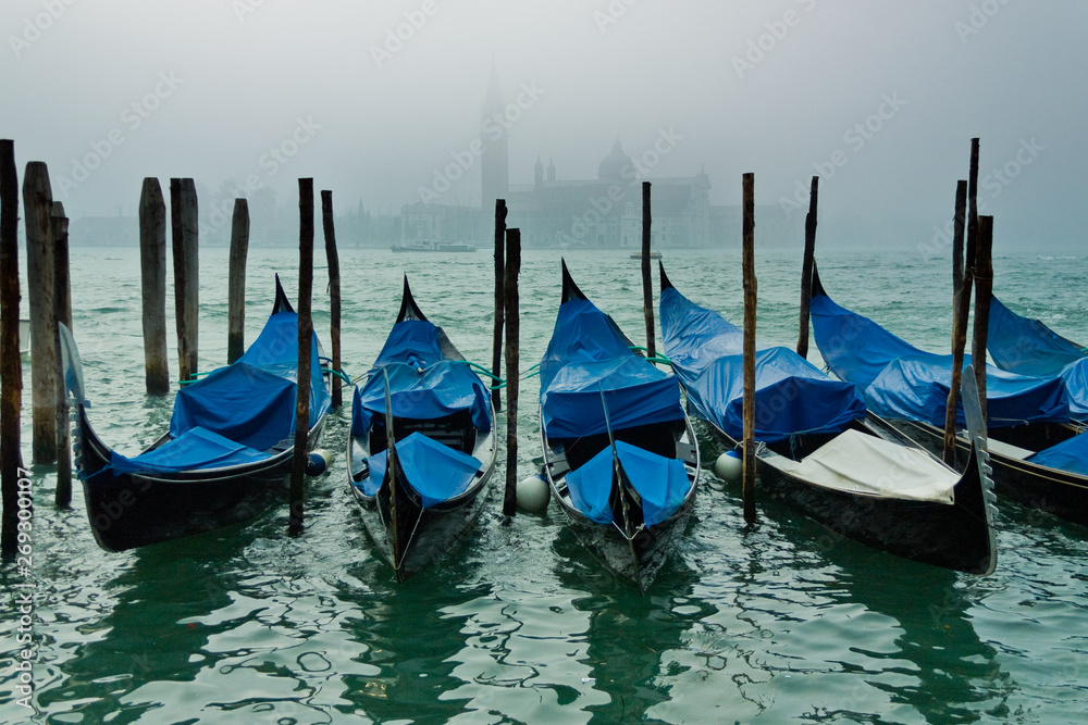 Venice gondolas no people