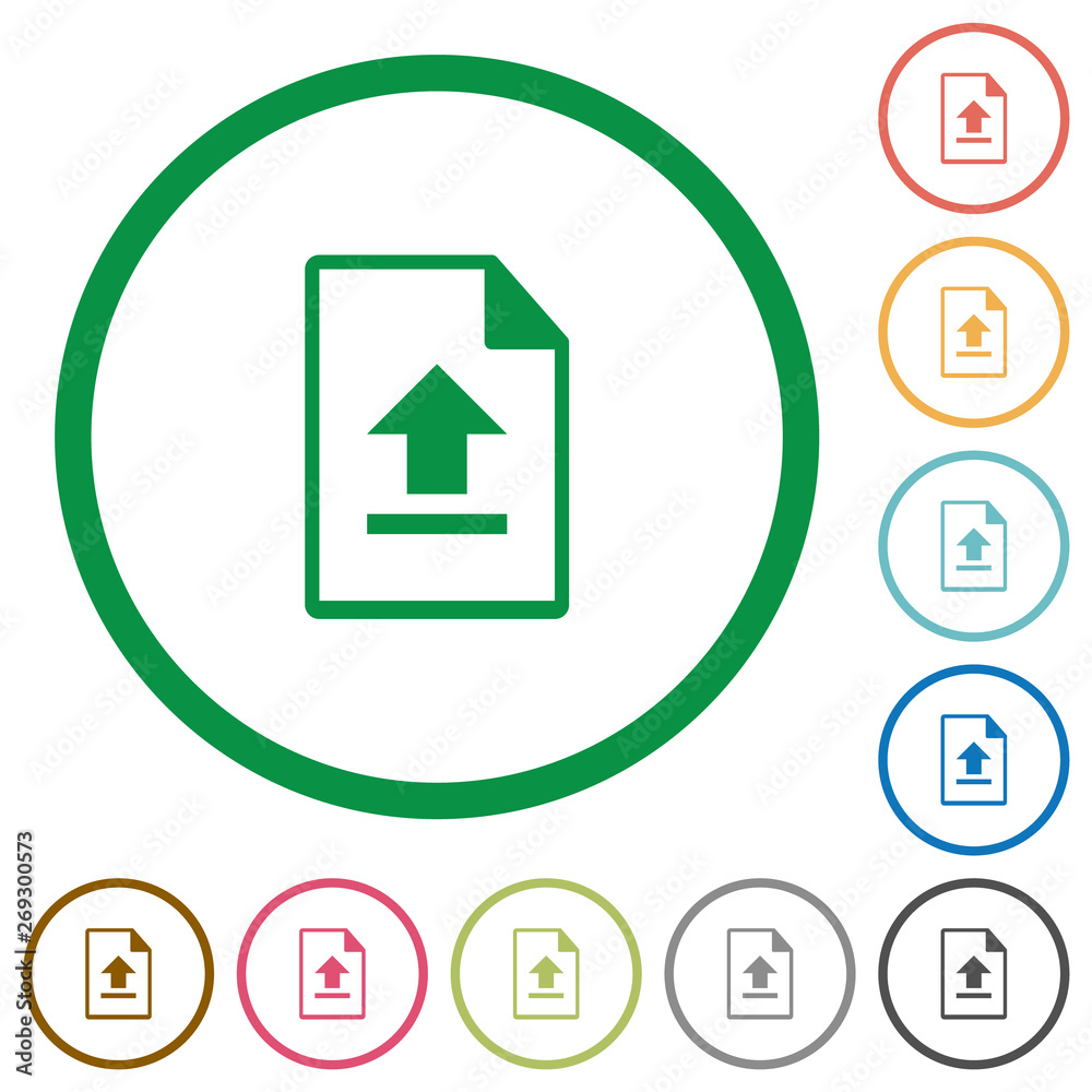 Upload file flat icons with outlines Upload file flat icons with outlines