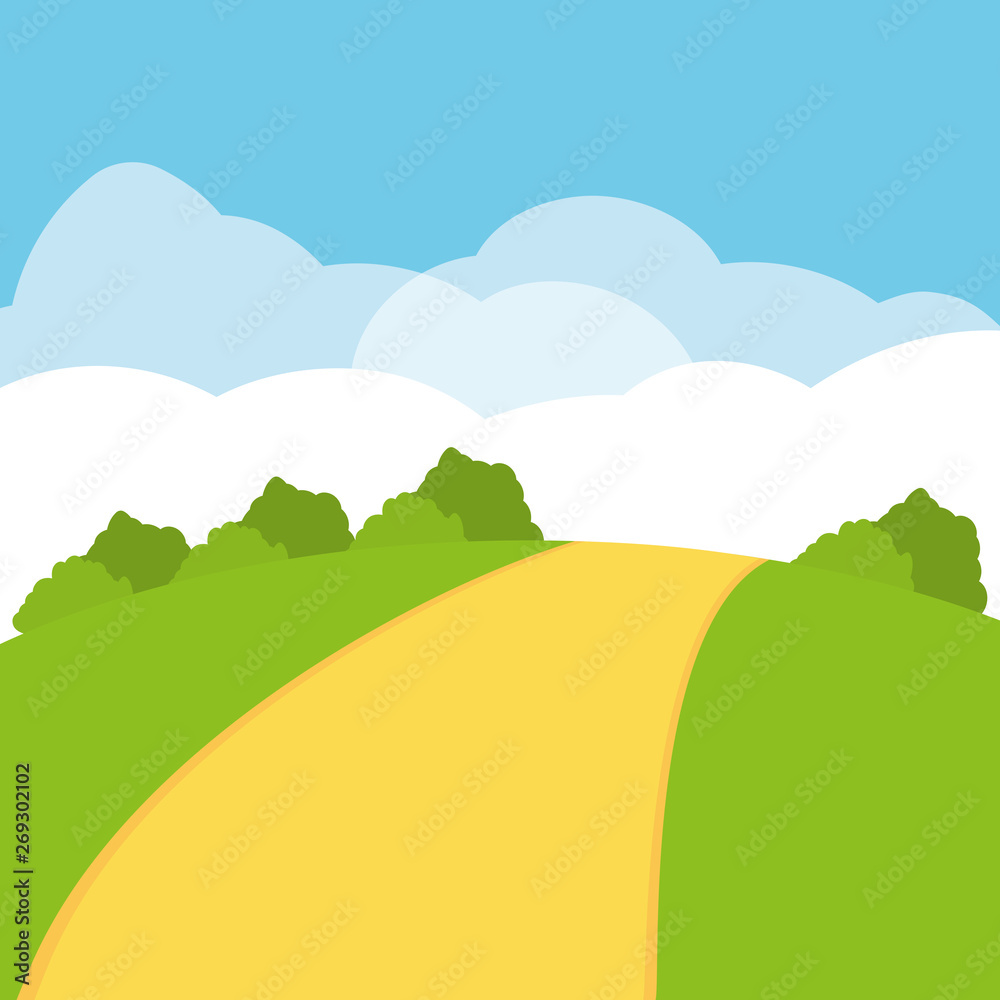 Obraz premium landscape road field sky