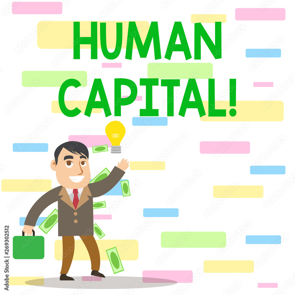 Writing note showing Huanalysis Capital. Business concept for quantification of the economic value of a worker s is skill set Successful Businessman Generating Idea or Finding Solution Writing note showing Huanalysis Capital. Business concept for quantification of the economic value of a worker s is skill set Successful Businessman Generating Idea or Finding Solution
