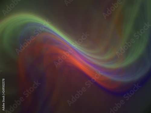 Green Purple Swirling Cloud of Smoke, Digital Illustration, Graphic Resource - Soft glowing bands of energy, brilliant light, dreamy soft minimal background. Flowing plasma, curves in motion