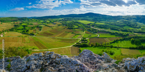 Panoramic landscape from the Rock of Solutre photo