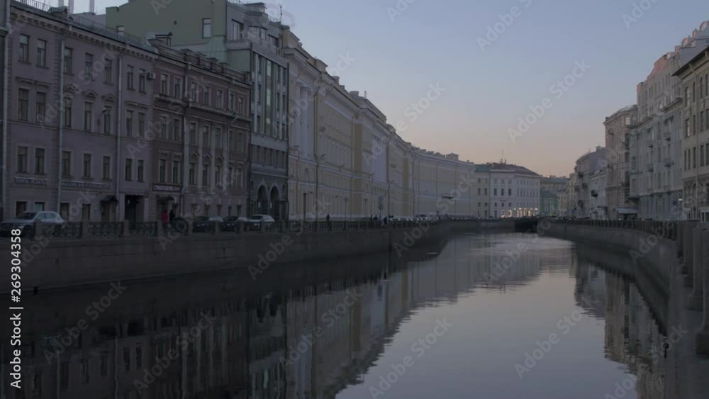 Evening view of the quiet embankment in St. Petersburg Evening view of the quiet embankment in St. Petersburg
