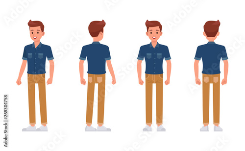 Man wear blue jeans shirt character vector design.
