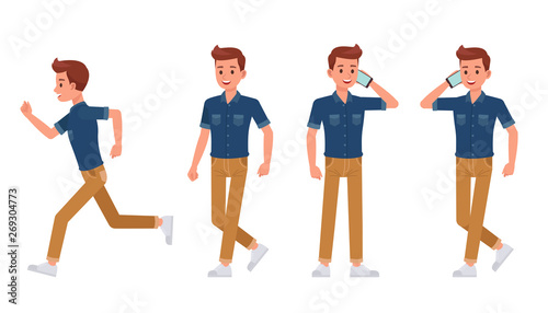 Man wear blue jeans shirt character vector design. no2