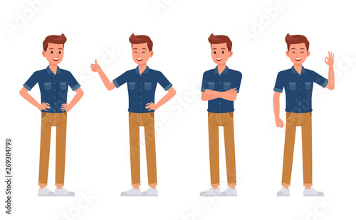 Man wear blue jeans shirt character vector design. no5