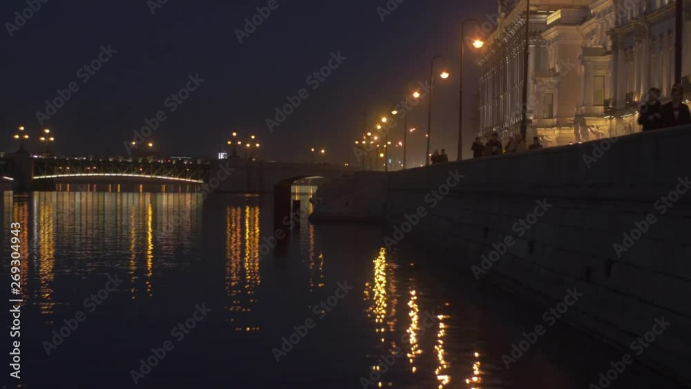 Nightlife on the embankment of the Neva River in St. Petersburg Nightlife on the embankment of the Neva River in St. Petersburg