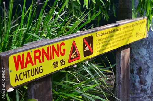 warning sign - no swimming - crocodiles