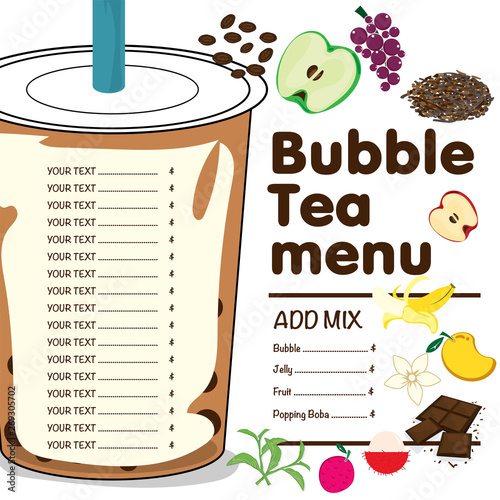 bubble tea menu graphic template