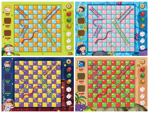 Set of snake ladder game template