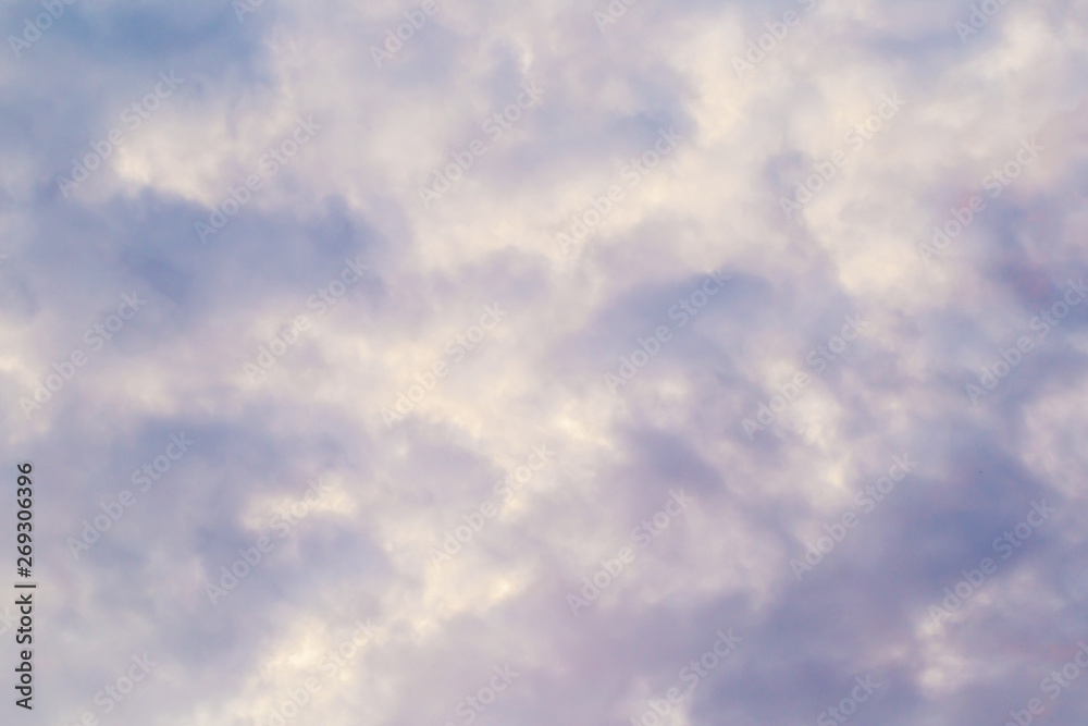 The morning purple and white cloud background on the sky. 
