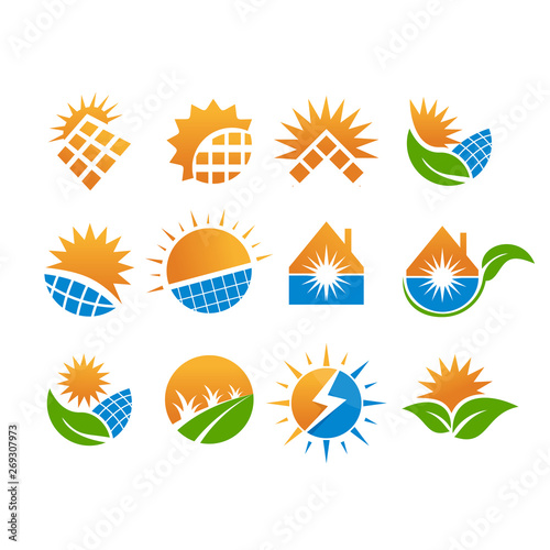 solar logo set design,vector,illustration