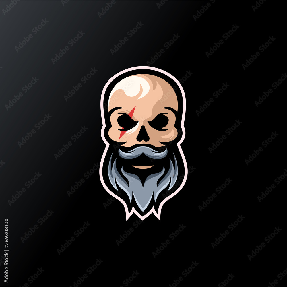 skull beard logo design ready to use Stock Vector | Adobe Stock