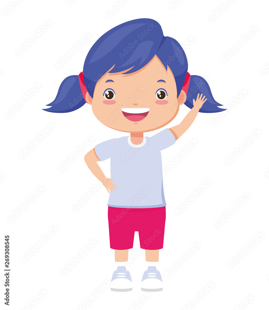 smiling girl waving hand