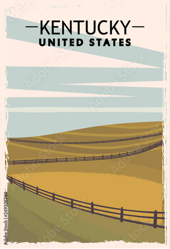 Kentucky retro poster. USA Kentucky travel illustration.