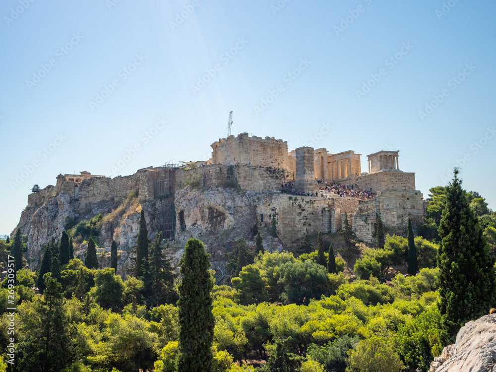 View of the Athenian Acropolis from the Temple of Olympian Zeus, Greece