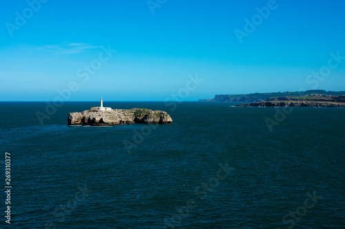 View of the Mouro Island and Lighthouse (Isla y Faro de Mouro). Santander, Spain