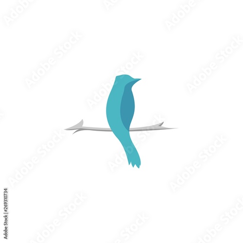 bird sit in branch of tree vector logo design