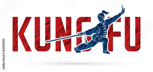Kung Fu action designed with text , Font Kung fu graphic vector