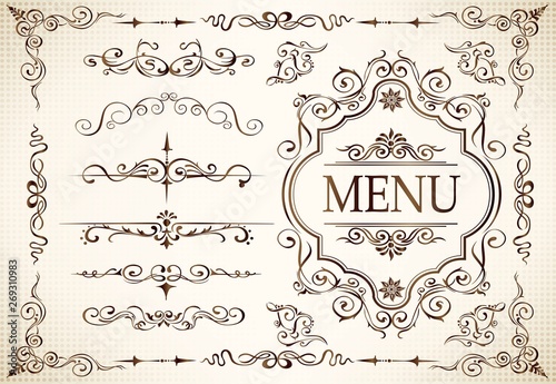 Calligraphy swirls swashes ornate motifs and scrolls Vector illustration