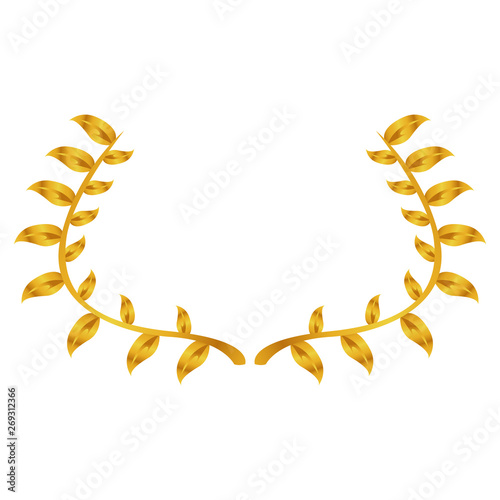 Isolated golden laurel wreath on a white background - Vector