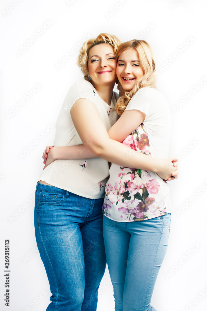 mother with daughter together posing happy smiling isolated on white background, lifestyle people concept mother with daughter together posing happy smiling isolated on white background, lifestyle people concept
