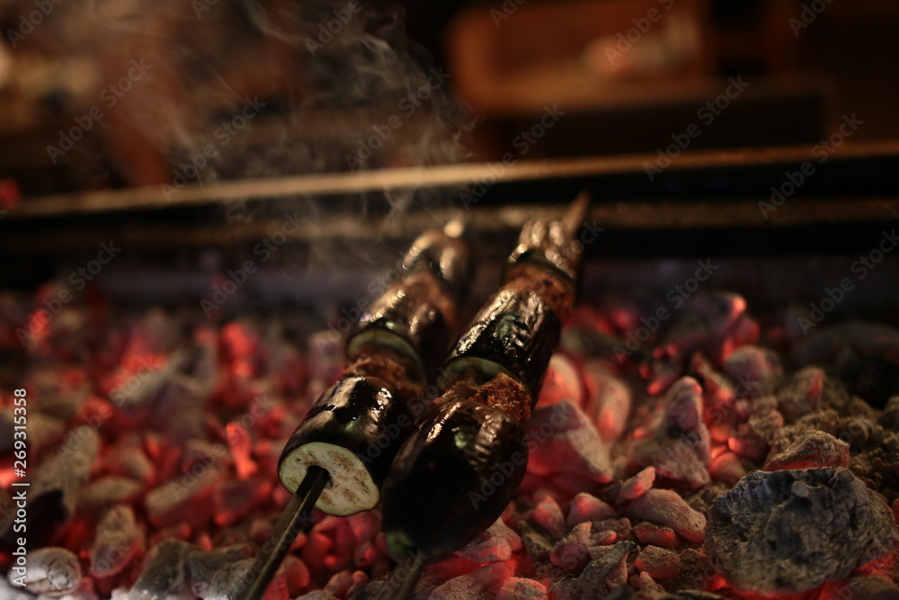 eggplant shish kebab fireside barbeque