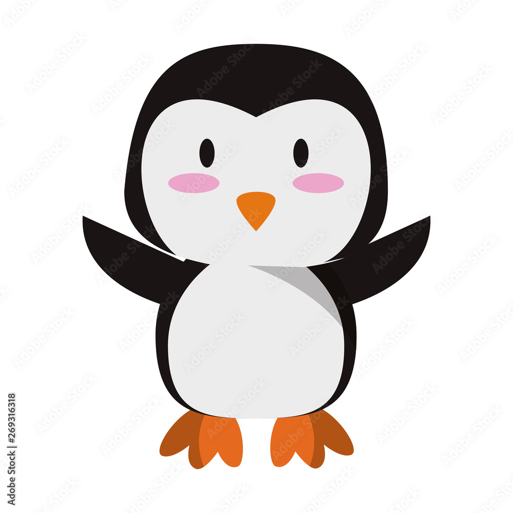 Cute penguin animal cartoon vector illustration