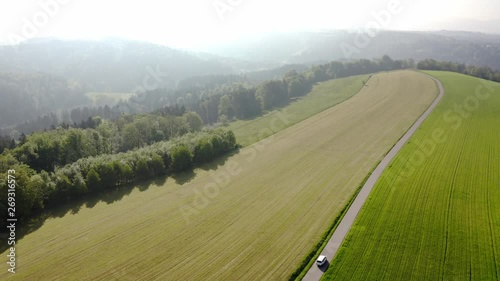 aerial view over farmland in the Swabian forest in Germany photo