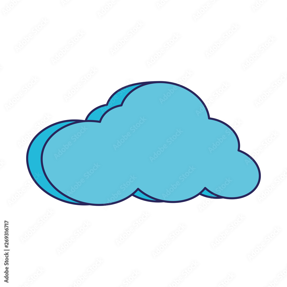 Cloud computing technology isolated symbol blue lines Cloud computing technology isolated symbol blue lines