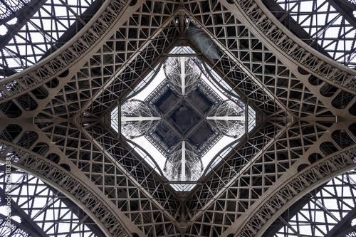 Eiffel Tower, seen from beneath, Paris, Ile-de-France, France, Europe