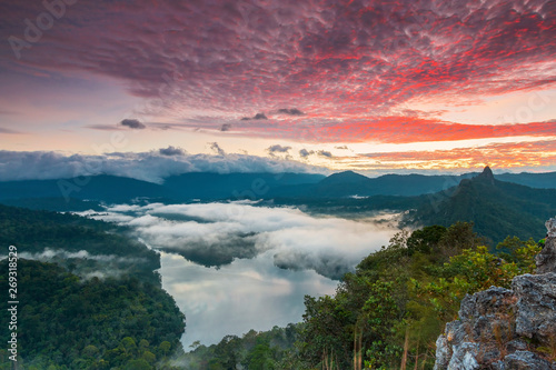 Mist Sunrise at Bukit Tabur  Tabur Hill    Mountain scenery