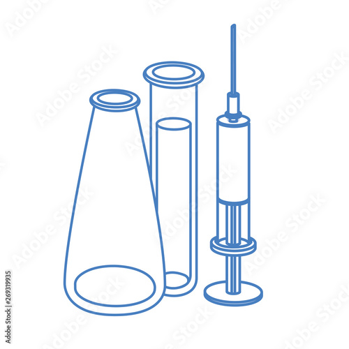 laboratory instruments with medicines in white background