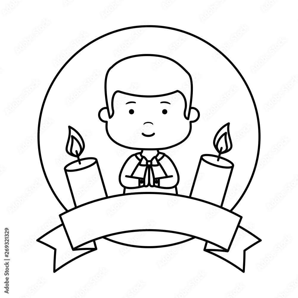 little boy with ribbon and candles first communion little boy with ribbon and candles first communion