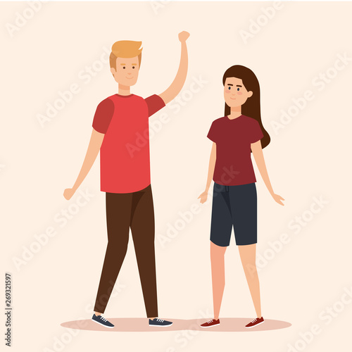 beauty boy and girl couple with casual clothes