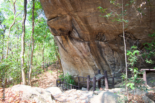 Ancient paintings on cliff stone at Op Luang National Park, Chiang Mai, Thailand