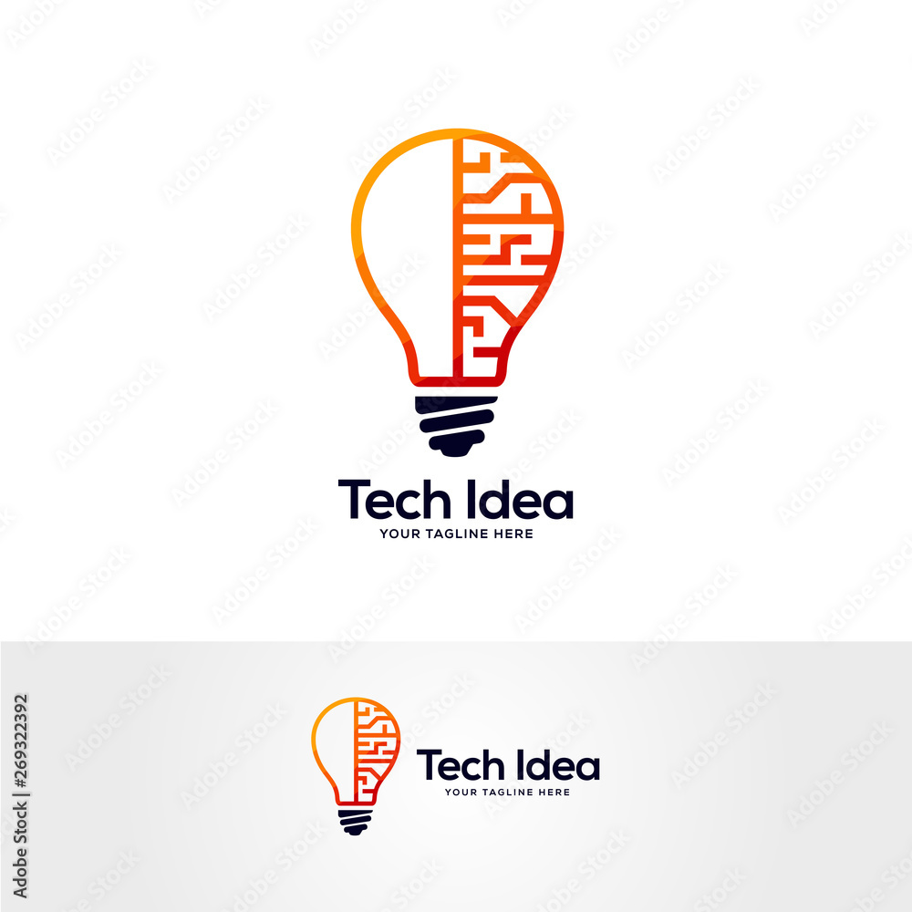 tech lightbulb logo designs concept, creative icon symbol technology logo, bulb logo designs