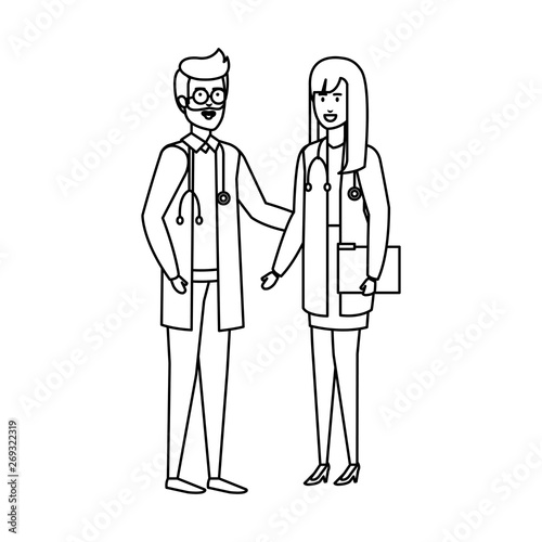 Wallpaper Mural couple of professionals doctors avatars characters Torontodigital.ca